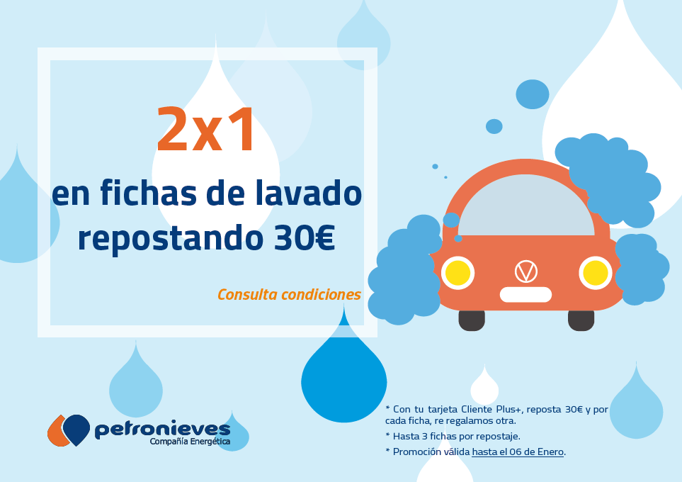 2×1 EN FICHAS DE LAVADO REPOSTANDO 30€